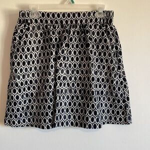 Coastal Linen Blend Skirt SM Loft Navy Honeycomb Mini Lightweight Print